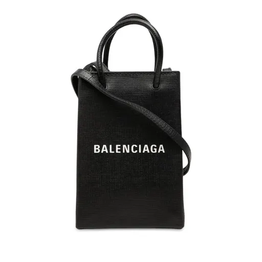 Balenciaga Mini Calfskin Logo Shopping Phone Holder