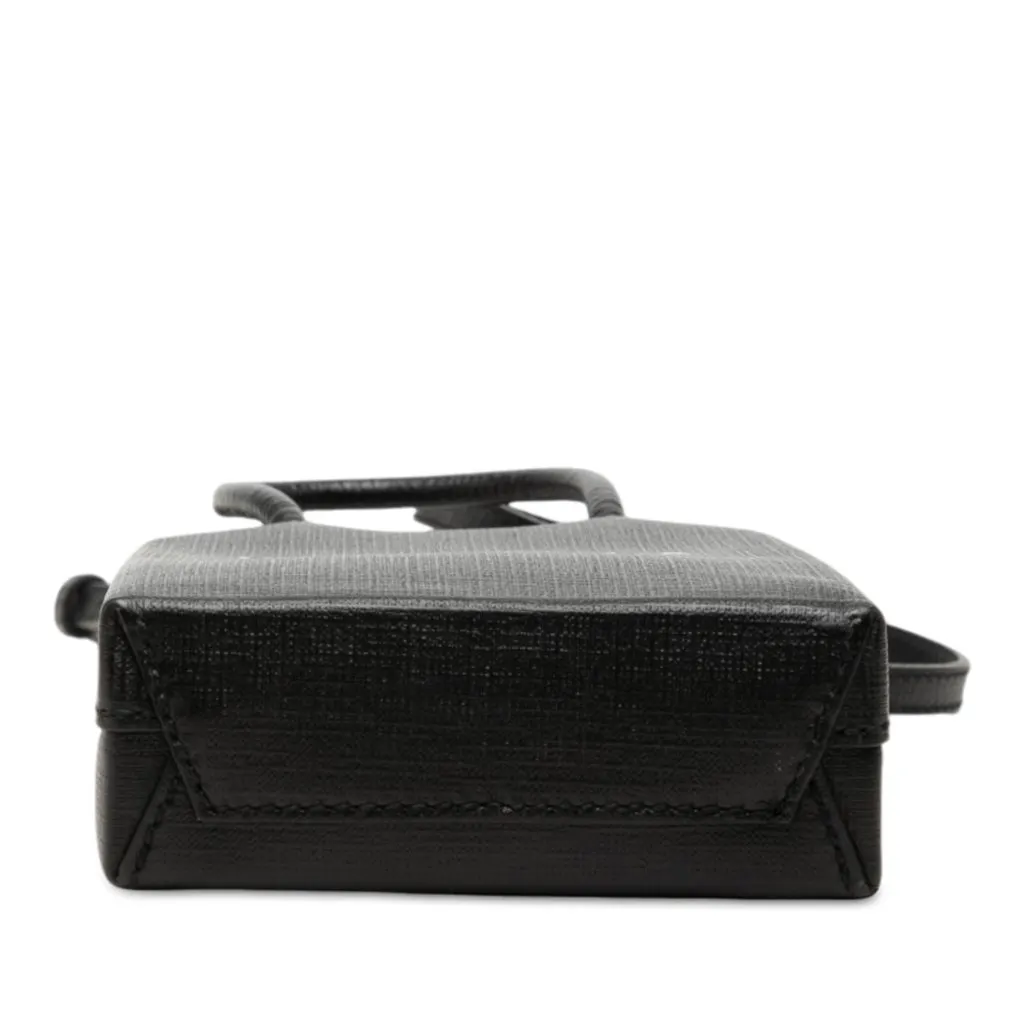 Balenciaga Mini Calfskin Logo Shopping Phone Holder Black Leather Very good - Inside View