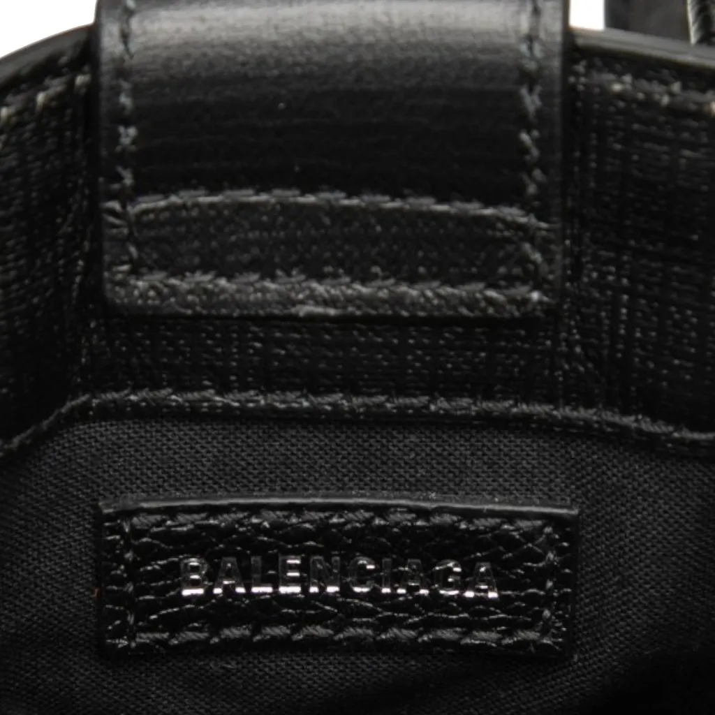 Balenciaga Mini Calfskin Logo Shopping Phone Holder Black Leather Very good - Box View