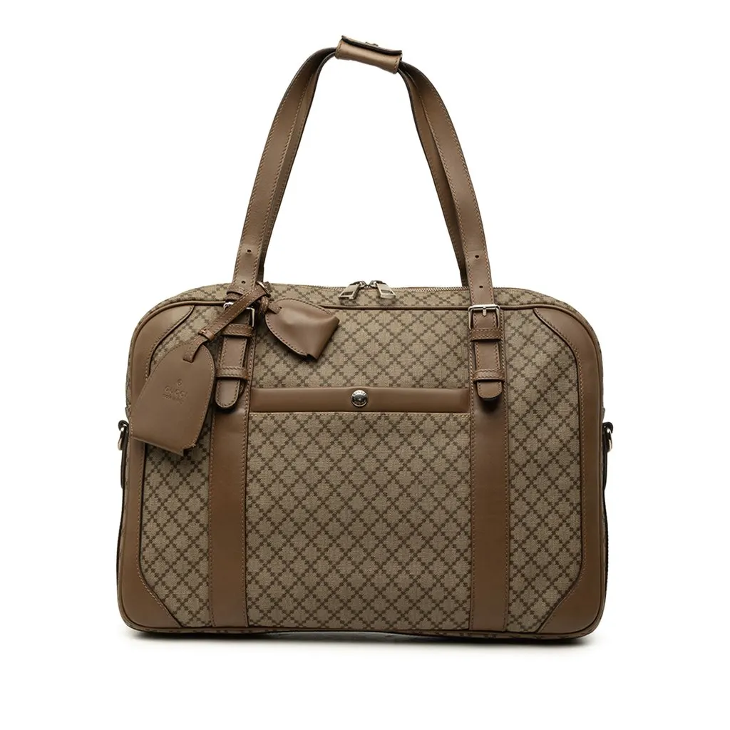 Gucci Diamante Coated Canvas Business Bag Beige Canvas Good - Front View