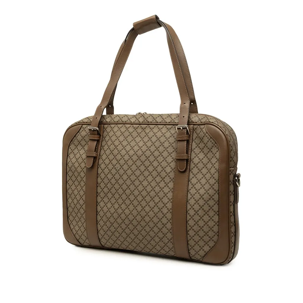 Gucci Diamante Coated Canvas Business Bag Beige Canvas Good - Back View