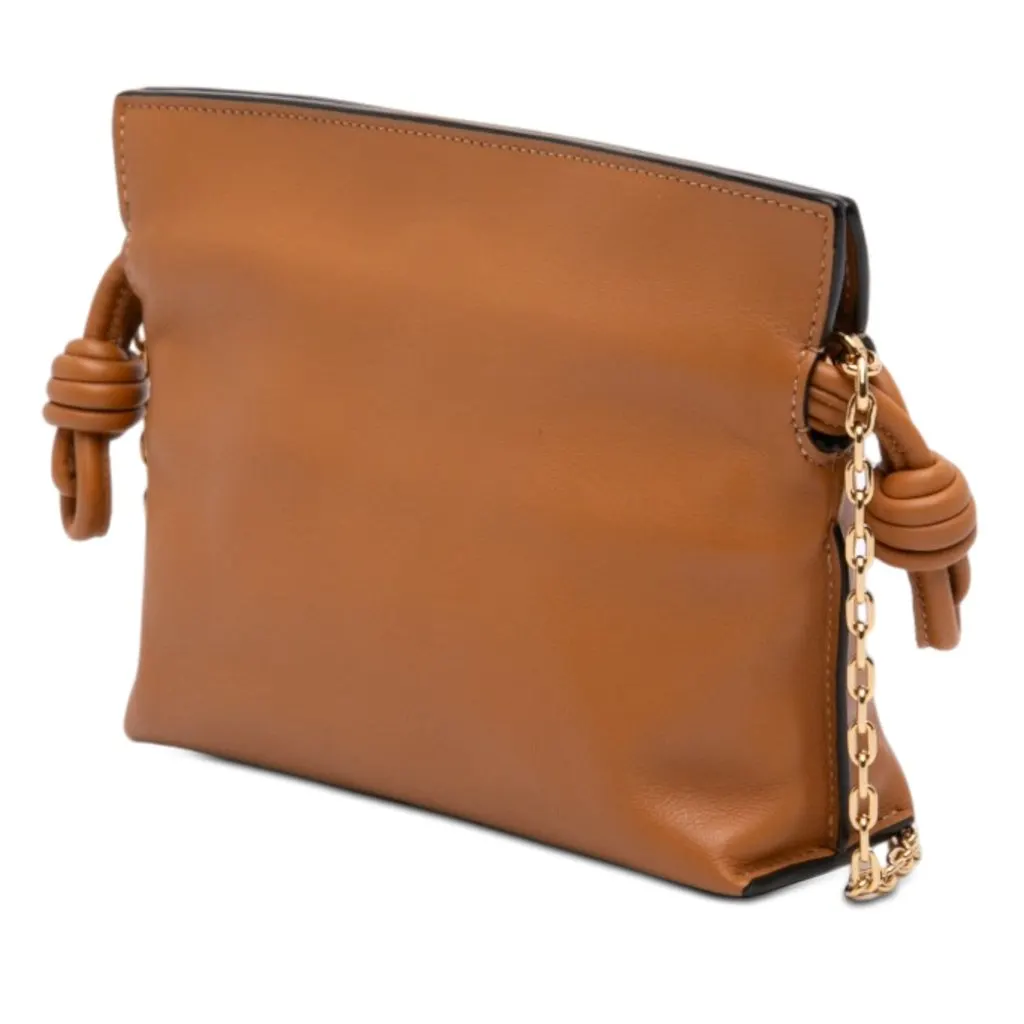 LOEWE Nano Leather Flamenco Knot Chain Crossbody Brown Leather Very good - Back View