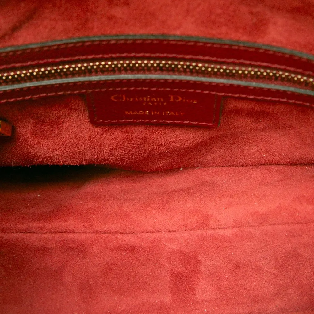 Dior Grained Calfskin Saddle Bag Red Leather Very good - Model View