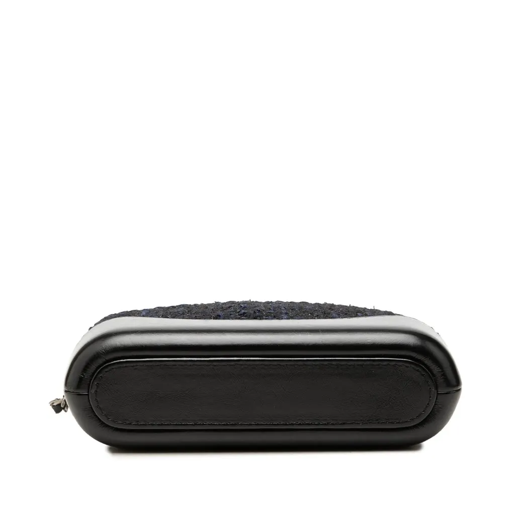 Chanel Tweed Gabrielle Double Zip Clutch with Chain Black Tweed Very good - Inside View