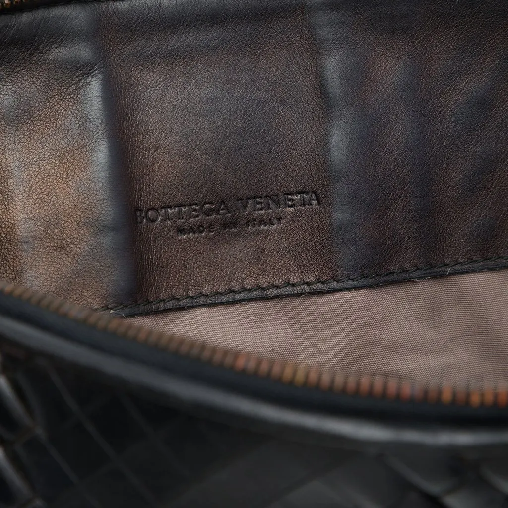 Bottega Veneta Nappa Intreccio Imperatore Zip Clutch Black Leather Very good - Box View
