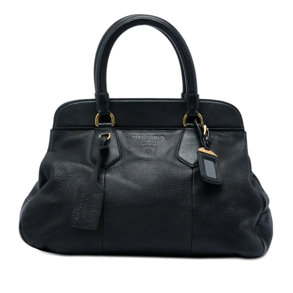 Prada Vitello Daino Handbag Black Leather Very good - Front View