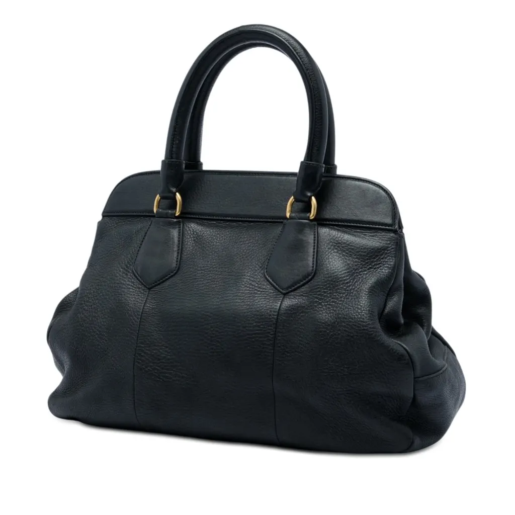 Prada Vitello Daino Handbag Black Leather Very good - Back View