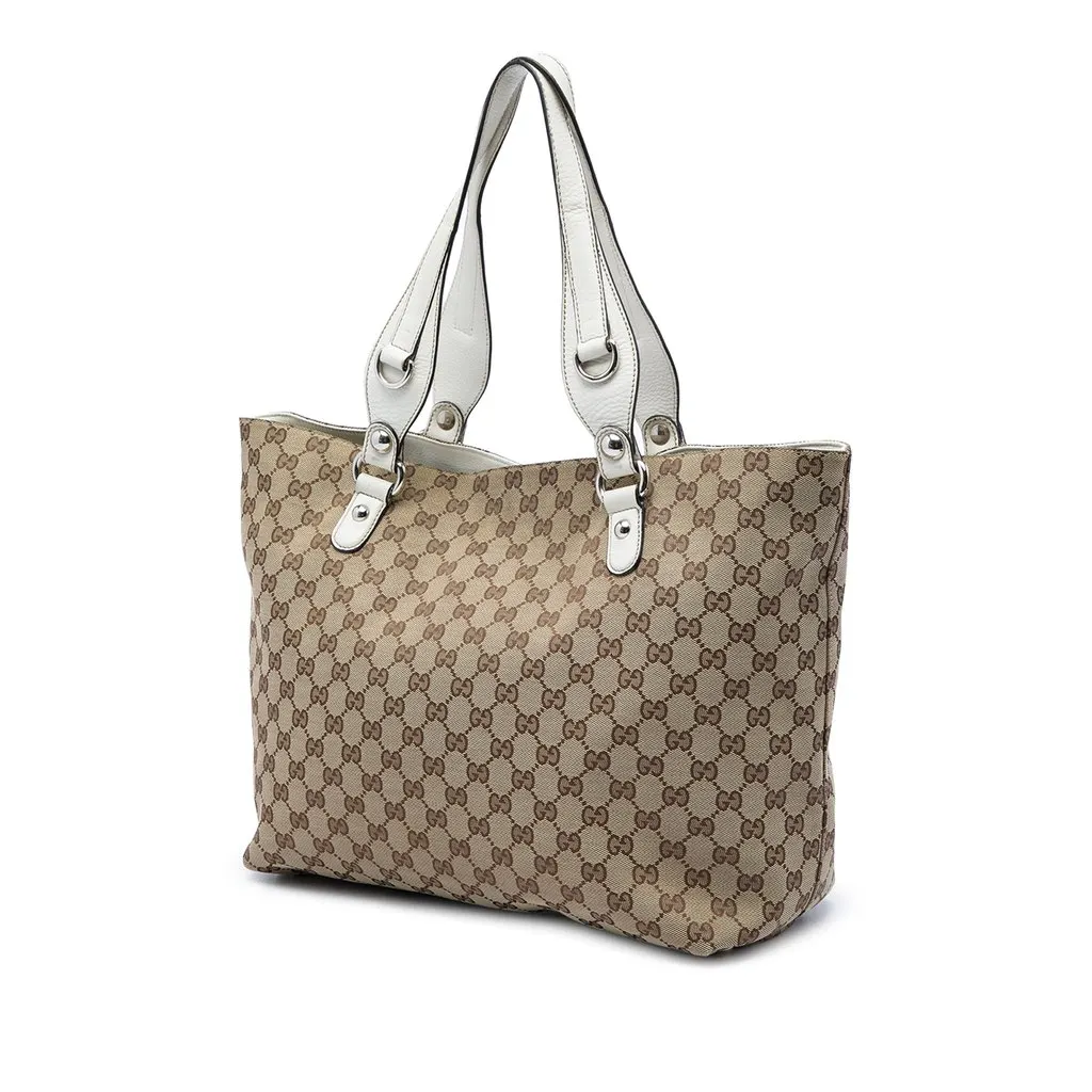 Gucci GG Canvas Icon Bit Tote Beige Canvas Good - Back View