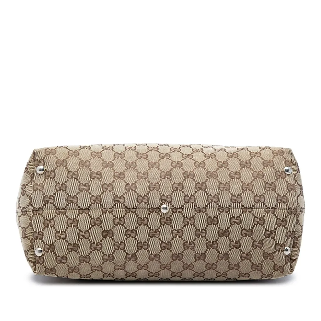 Gucci GG Canvas Icon Bit Tote Beige Canvas Good - Inside View