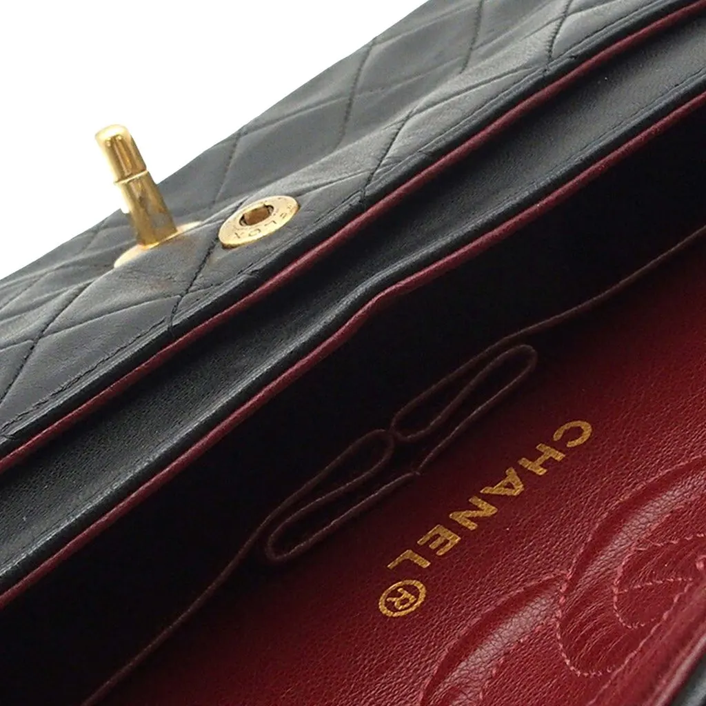 Chanel Small Classic Lambskin Double Flap Black Leather Very good - Box View