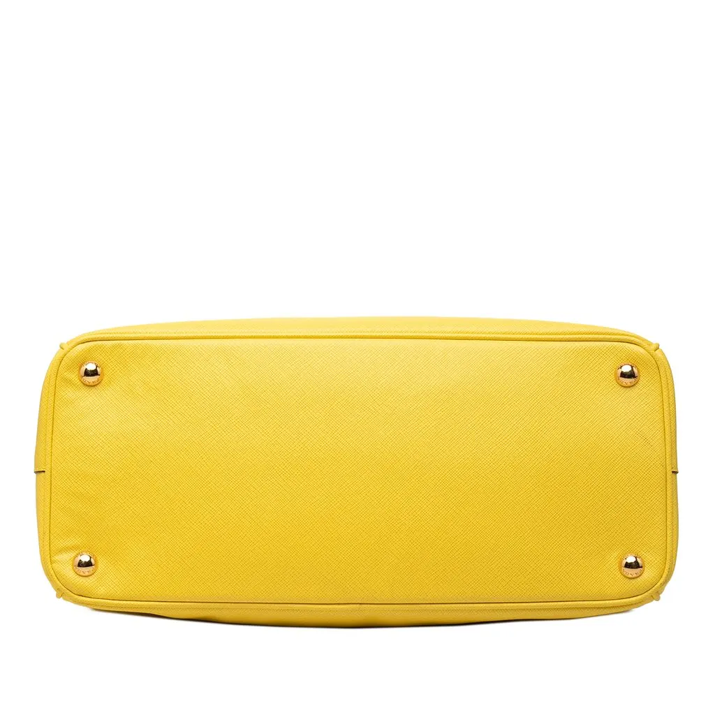 Prada Medium Saffiano Lux Galleria Double Zip Satchel Yellow Leather Very good - Inside View