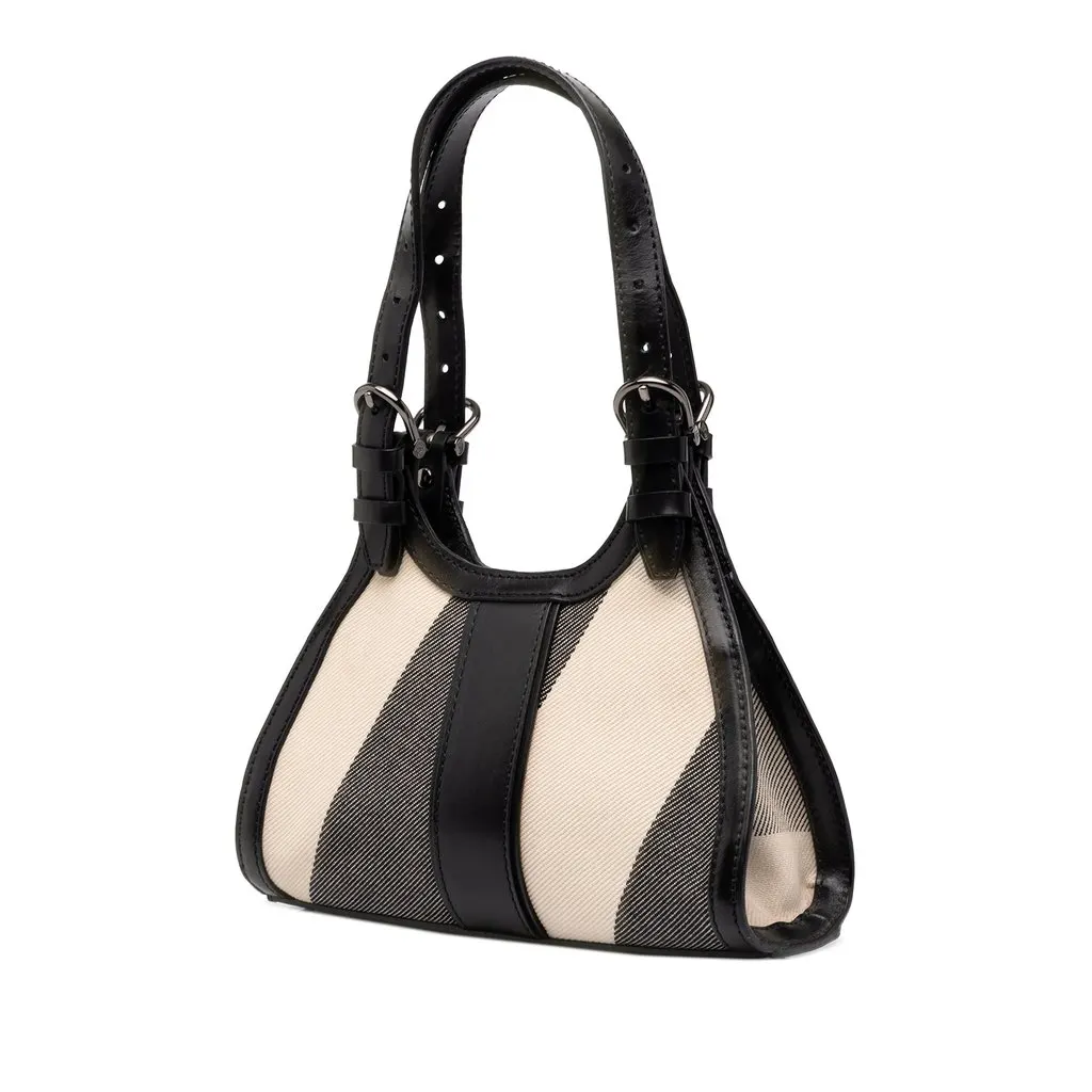Burberry Supernova Check Canvas Handbag Black Canvas Good - Back View