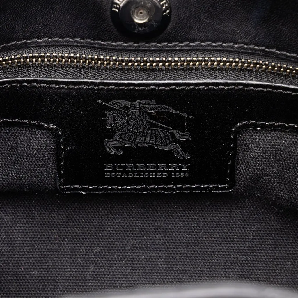 Burberry Supernova Check Canvas Handbag Black Canvas Good - Box View