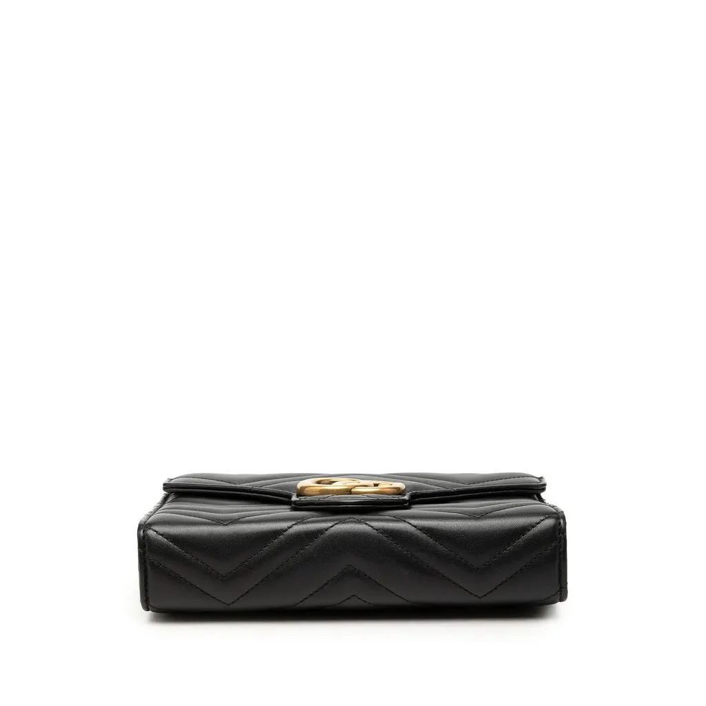 Gucci GG Marmont Matelasse Calfskin Wallet On Chain Black Leather Very good - Inside View