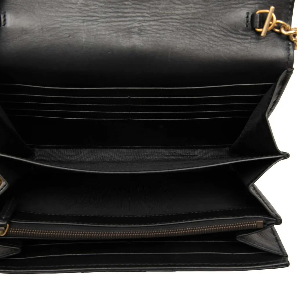 Gucci GG Marmont Matelasse Calfskin Wallet On Chain Black Leather Very good - Model View