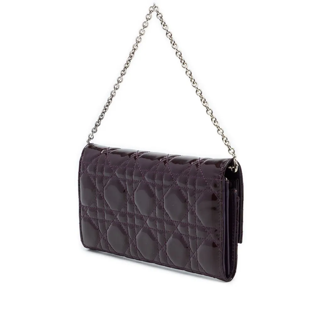 Dior Patent Cannage Lady Dior Wallet On Chain Purple Leather Very good - Back View