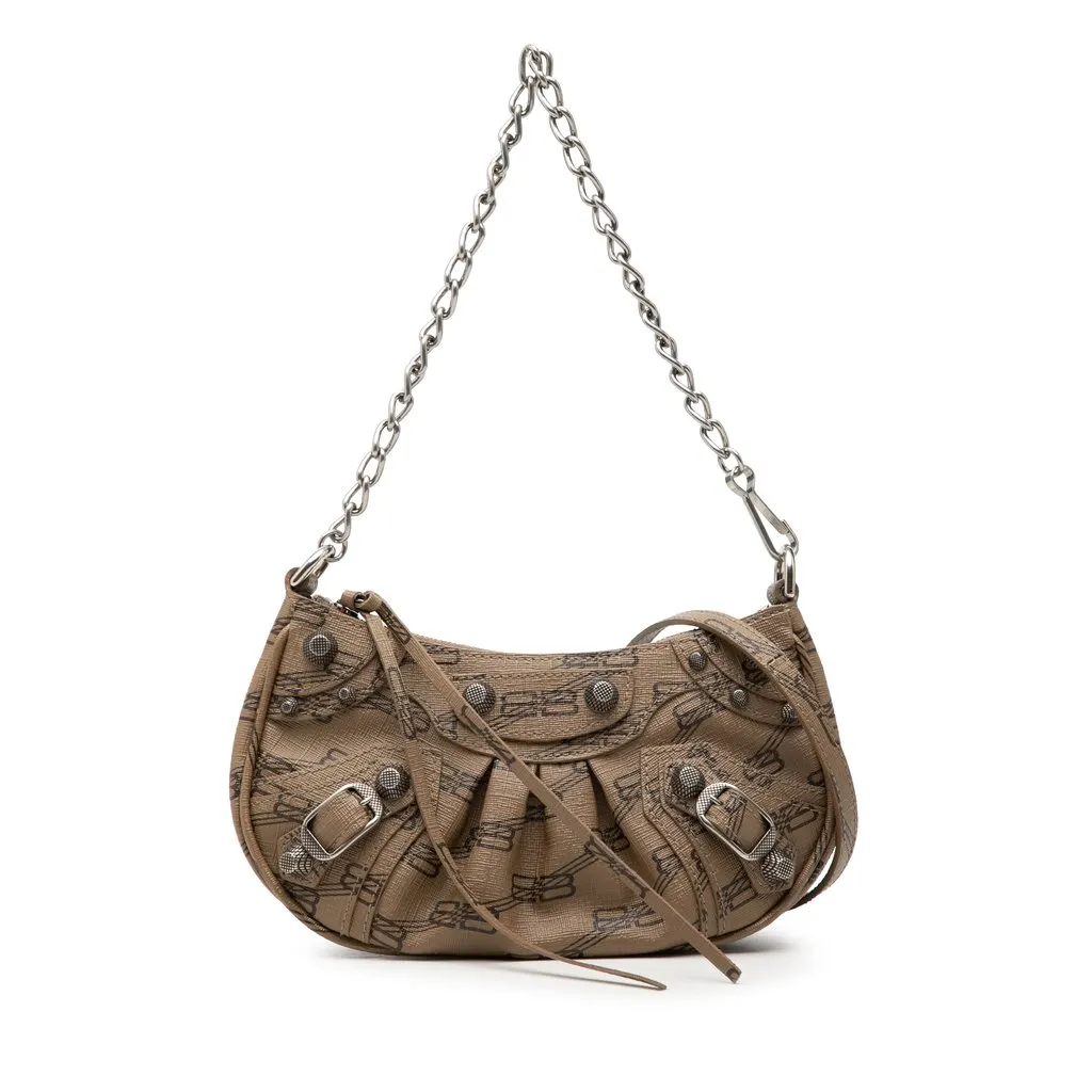 Balenciaga Mini BB Monogram Coated Canvas Le Cagole Satchel Brown Canvas Very good - Front View