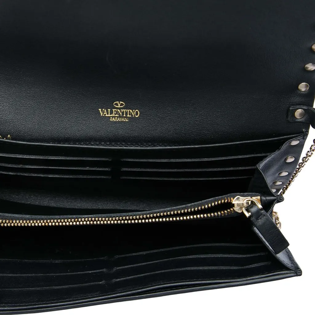 Valentino Bicolor Leather Rockstud Wallet on Chain Beige Leather Very good - Model View