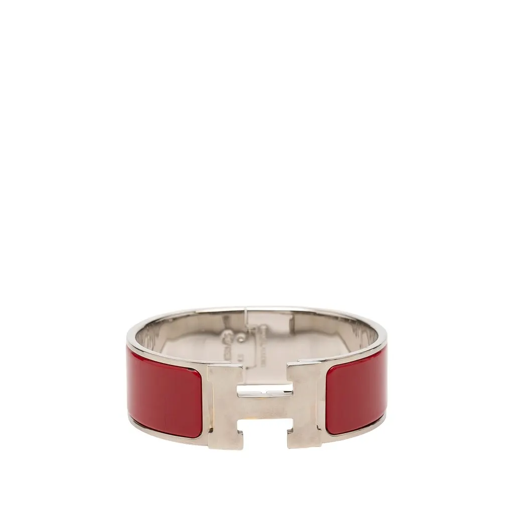 Hermès Wide Enamel Clic Clac H Bracelet GM Red Enamel Very good - Front View
