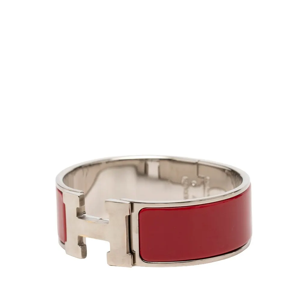 Hermès Wide Enamel Clic Clac H Bracelet GM Red Enamel Very good - Back View