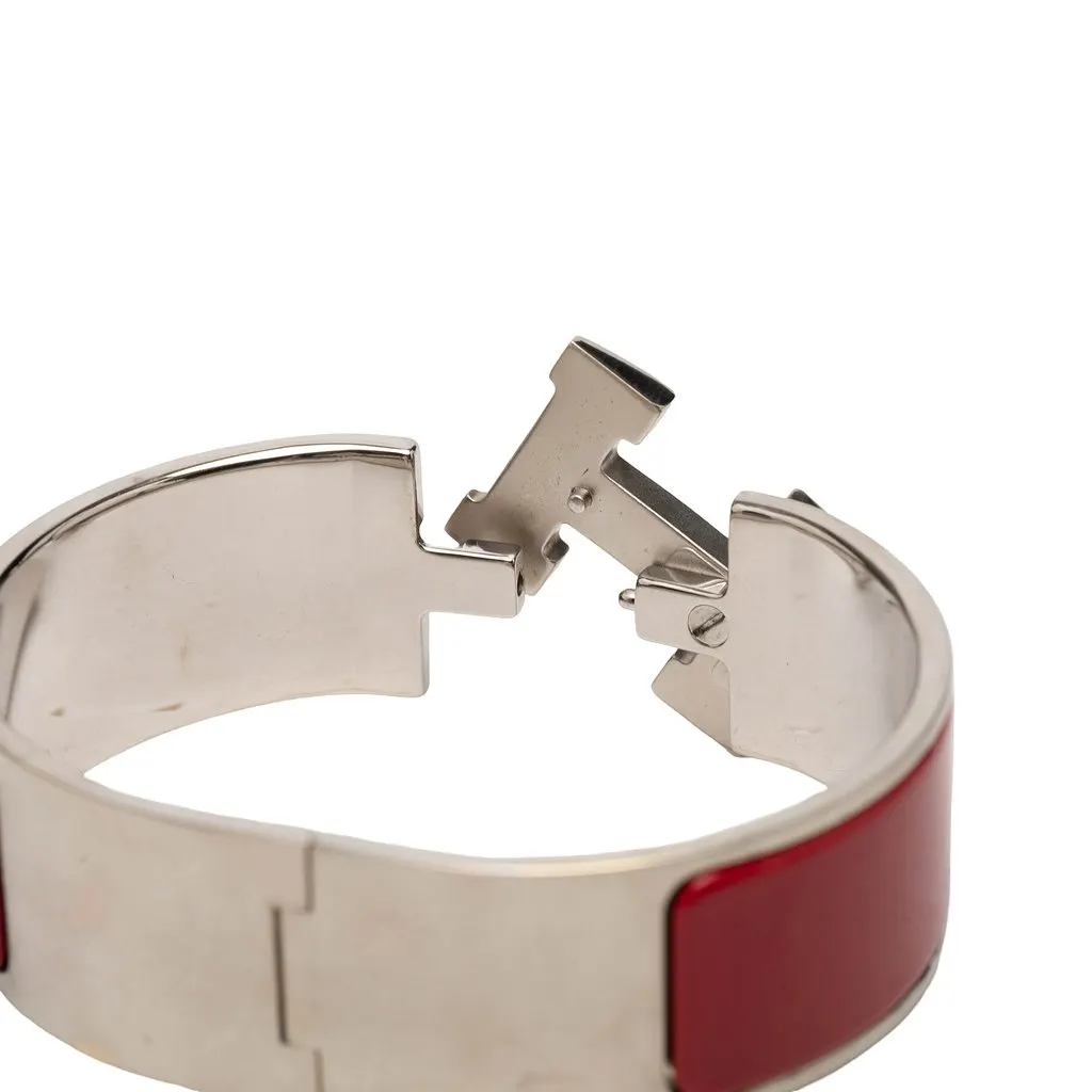 Hermès Wide Enamel Clic Clac H Bracelet GM Red Enamel Very good - Model View