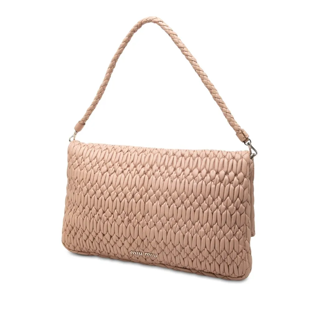Miu Miu Matelasse Nappa Crystal Chain Satchel Brown Leather Very good - Back View