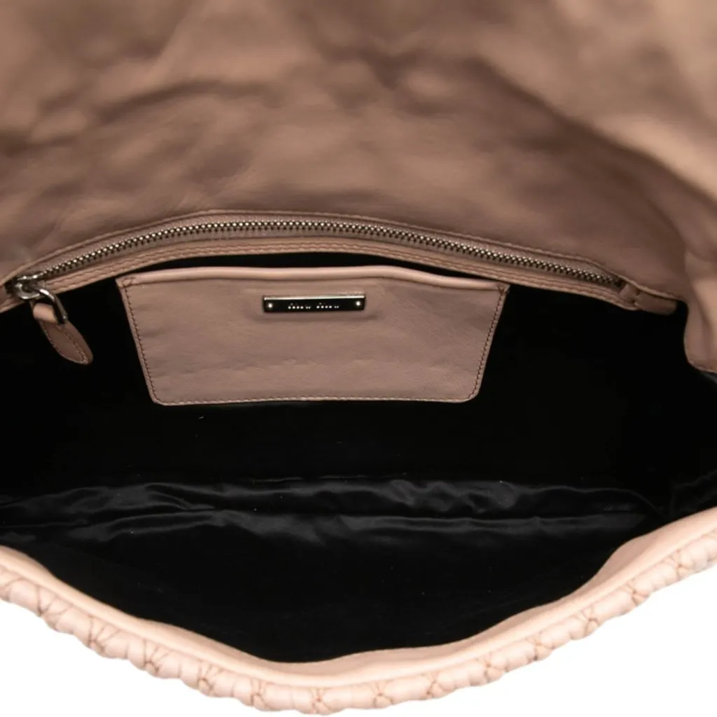 Miu Miu Matelasse Nappa Crystal Chain Satchel Brown Leather Very good - Model View
