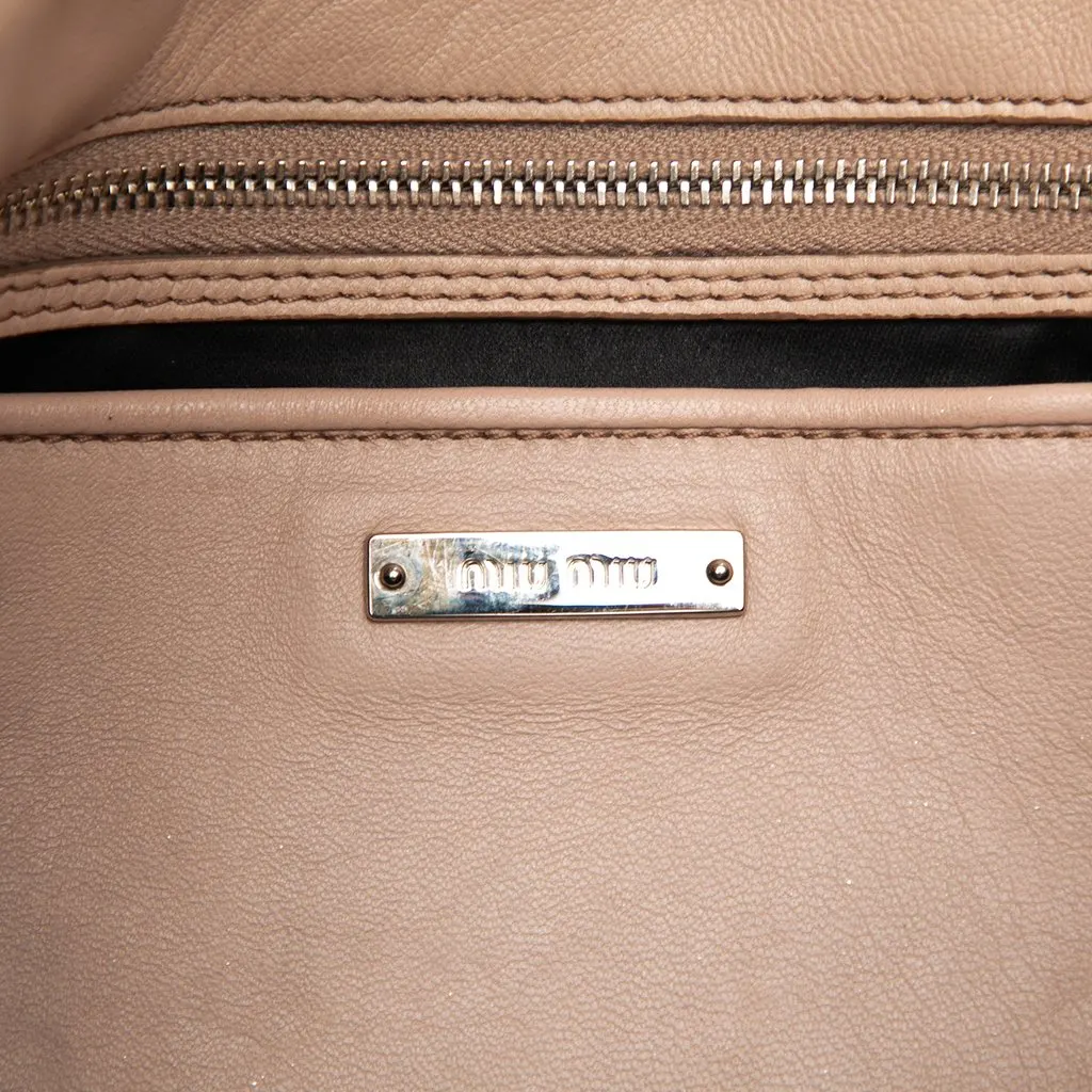 Miu Miu Matelasse Nappa Crystal Chain Satchel Brown Leather Very good - Box View