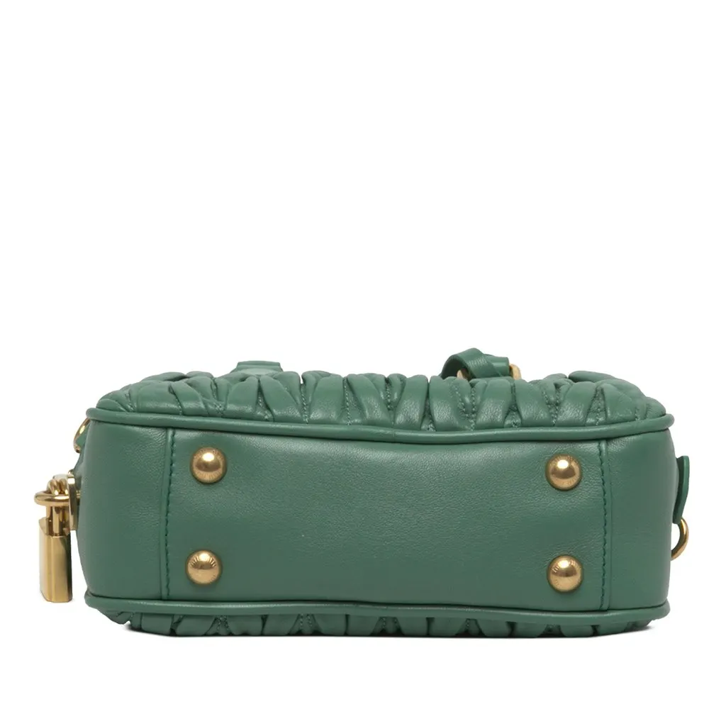 Miu Miu Small Matelasse Nappa Arcadie Satchel Green Leather Very good - Inside View