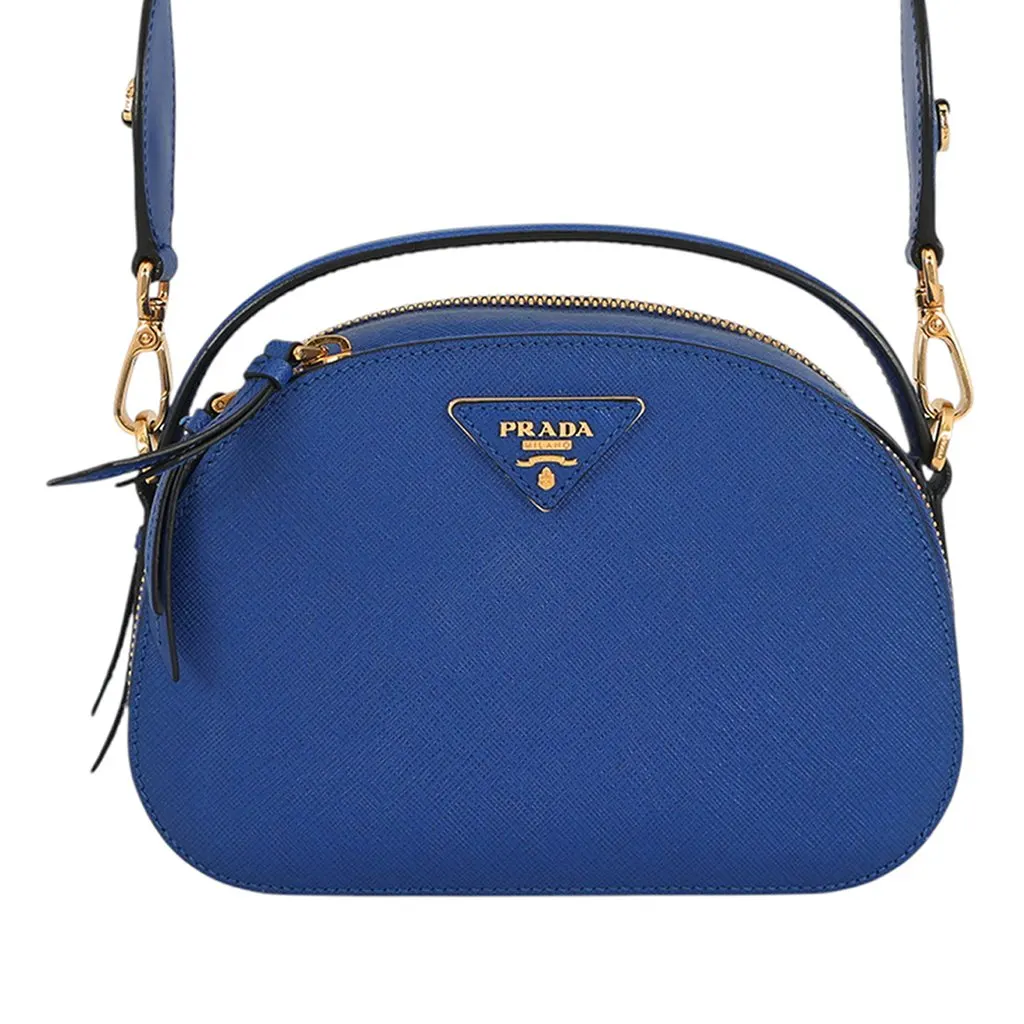 Prada Saffiano Lux Odette Satchel Blue Leather Very good - Front View