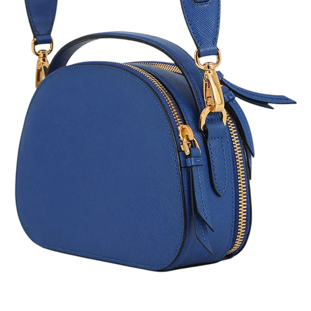 Prada Saffiano Lux Odette Satchel Blue Leather Very good - Back View
