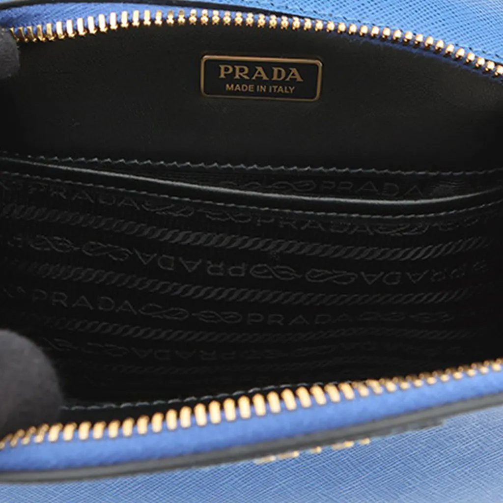 Prada Saffiano Lux Odette Satchel Blue Leather Very good - Model View