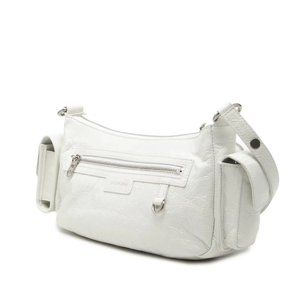Balenciaga Small Lambskin Superbusy Sling Bag White Leather Very good - Back View