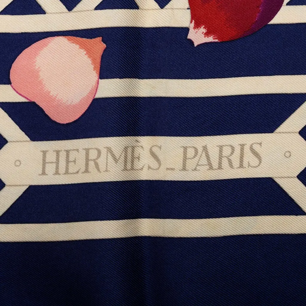 Hermès Roseraie Silk Scarf 90 Blue Silk Good - Inside View