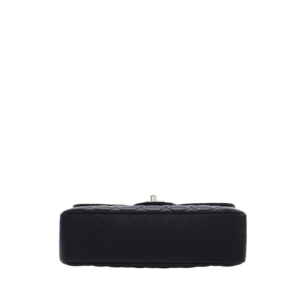 Chanel Small Classic Caviar Double Flap Black Leather Good - Inside View
