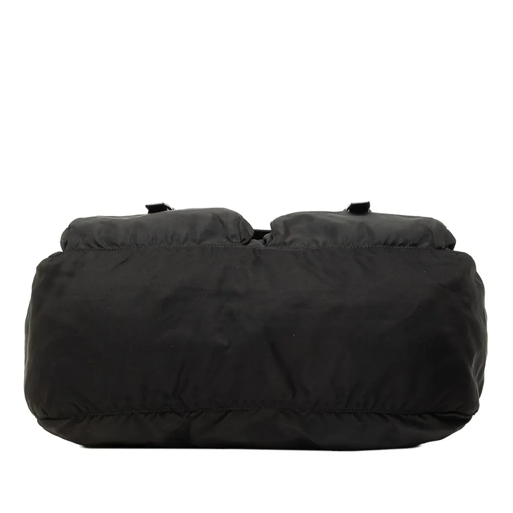 Prada Tessuto Zip Double Buckle Messenger Bag Black Polyamide Good - Inside View