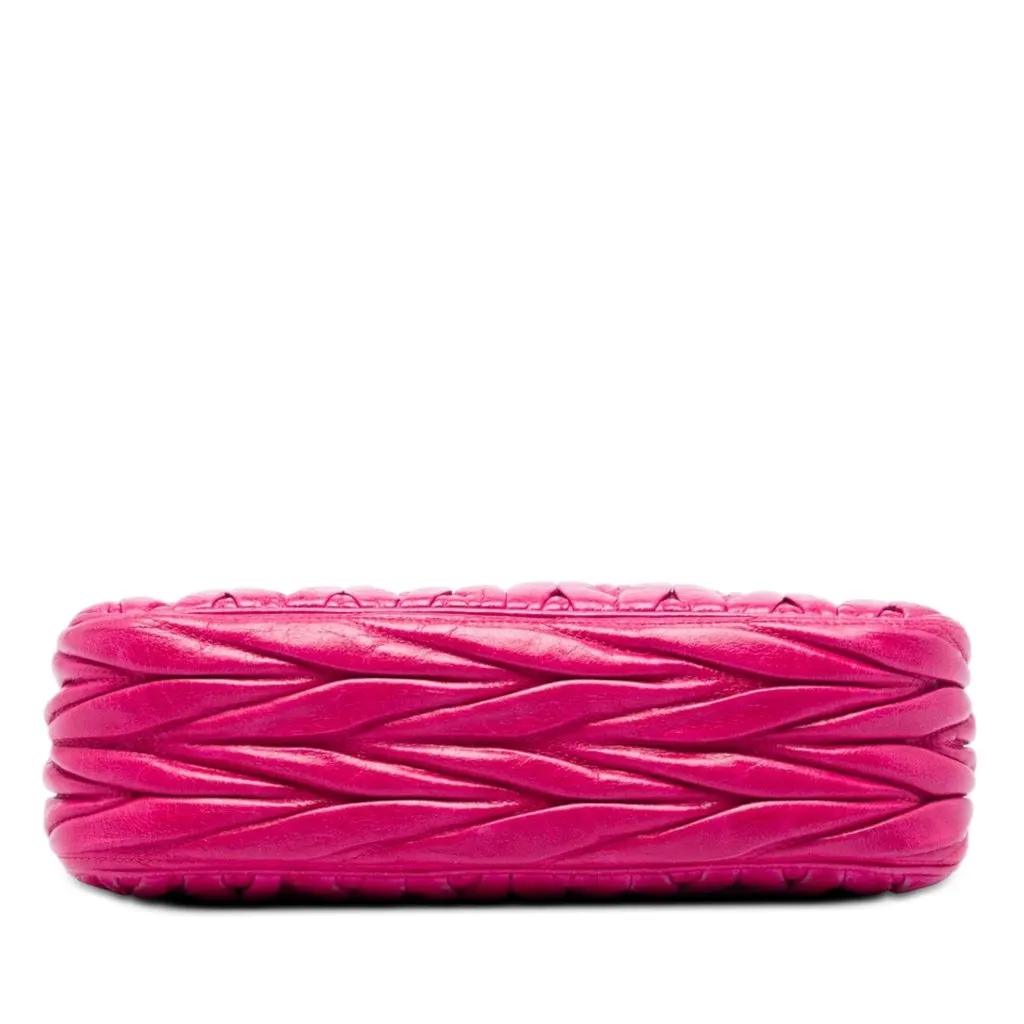 Miu Miu Matelasse Nappa Lux Charm Shoulder Bag Pink Leather Good - Inside View