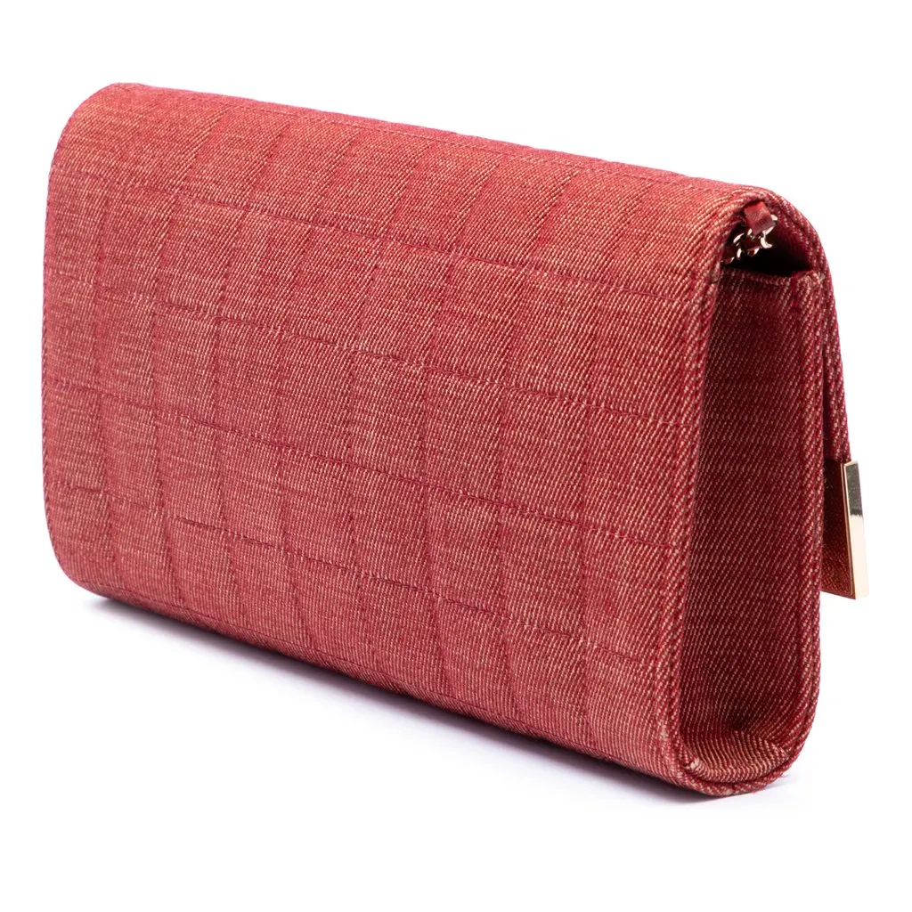 Chanel CC Choco Bar Denim Chain Flap Red Very good - Back View