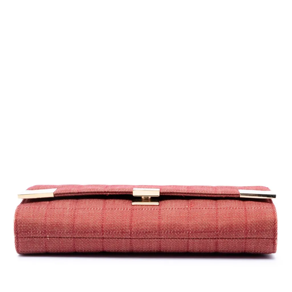 Chanel CC Choco Bar Denim Chain Flap Red Very good - Inside View
