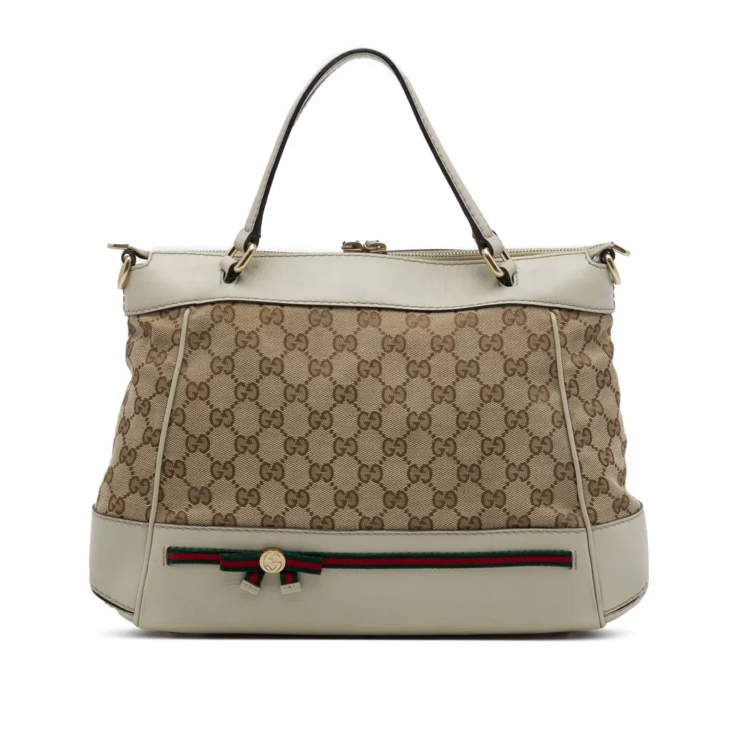 Gucci GG Canvas Web Mayfair Satchel Beige Canvas Very good - Front View