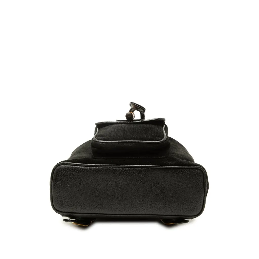 Gucci Suede Bamboo Drawstring Backpack Black Suede Good - Inside View