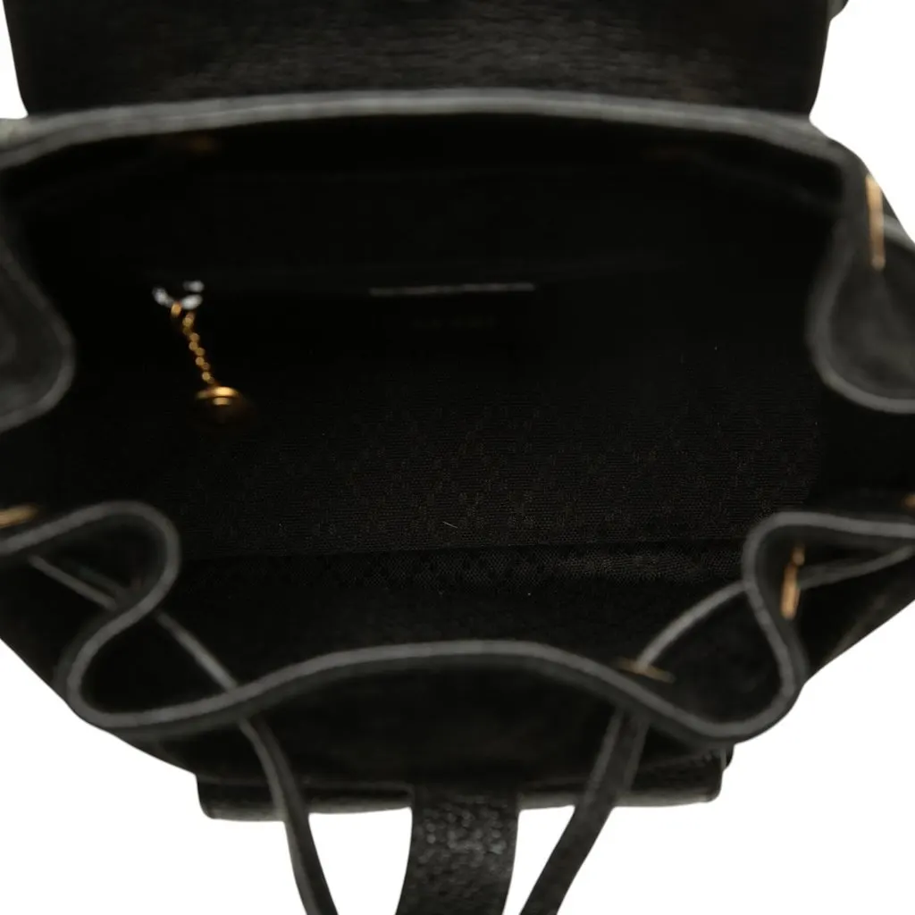 Gucci Suede Bamboo Drawstring Backpack Black Suede Good - Model View