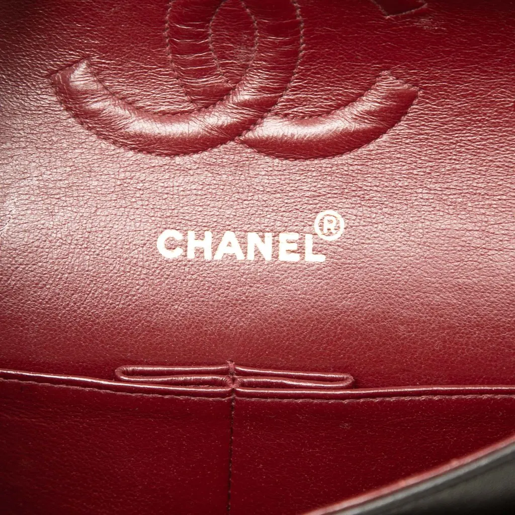 Chanel Medium Classic Lambskin Double Flap Black Leather Good - Box View