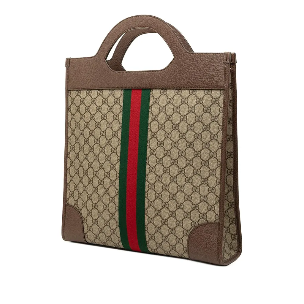 Gucci GG Supreme Web Ophidia Vertical Tote Beige Canvas Very good - Back View