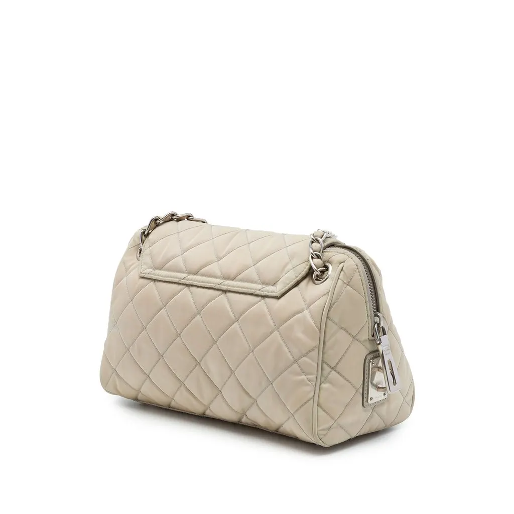 Prada Impuntu Tessuto Chain Flap Crossbody Brown Polyamide Very good - Back View