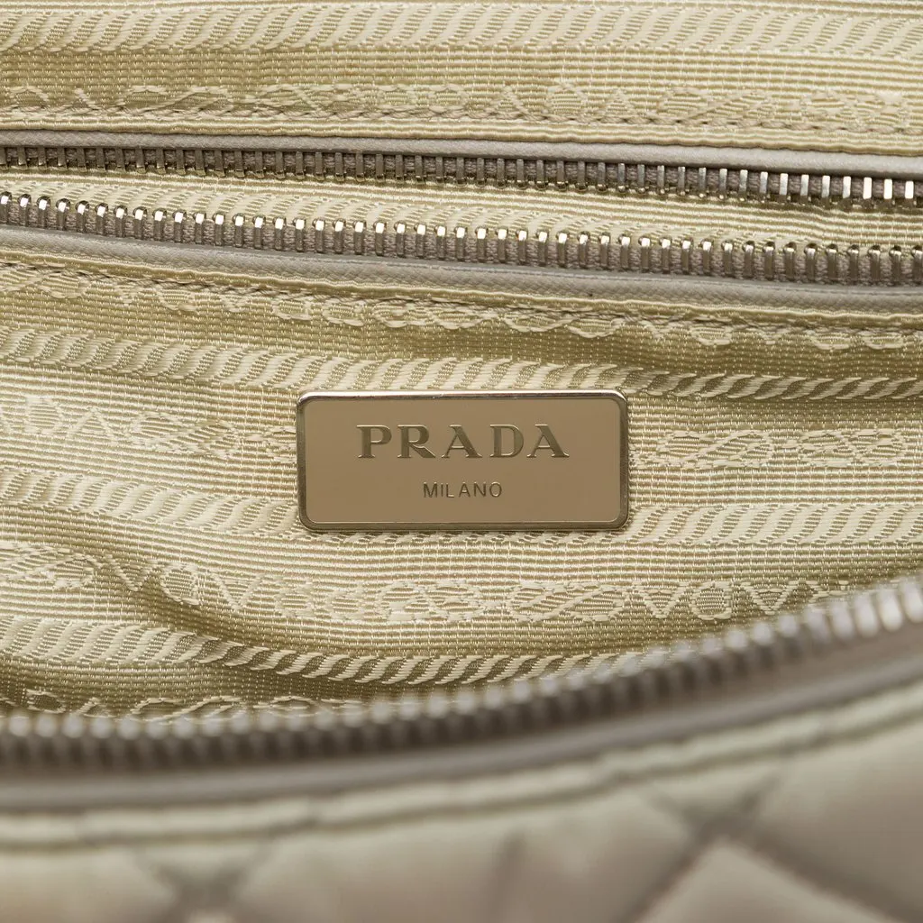 Prada Impuntu Tessuto Chain Flap Crossbody Brown Polyamide Very good - Box View