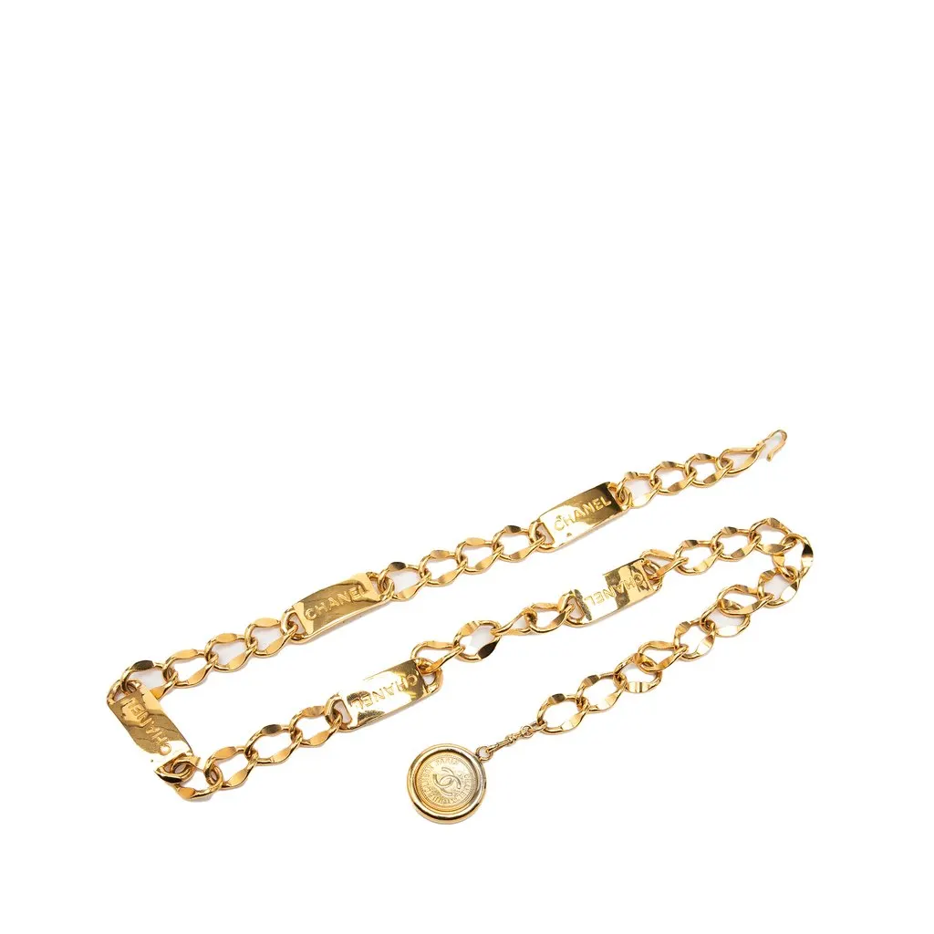 Chanel CC Gold Plated Medallion Chain Belt Gold Metal Very good - Front View