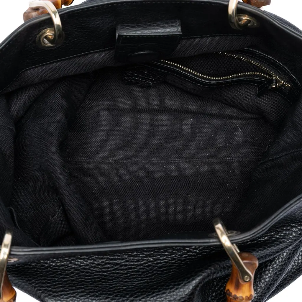 Gucci Tall Leather Bamboo Shopper Tote Black Leather Good - Model View
