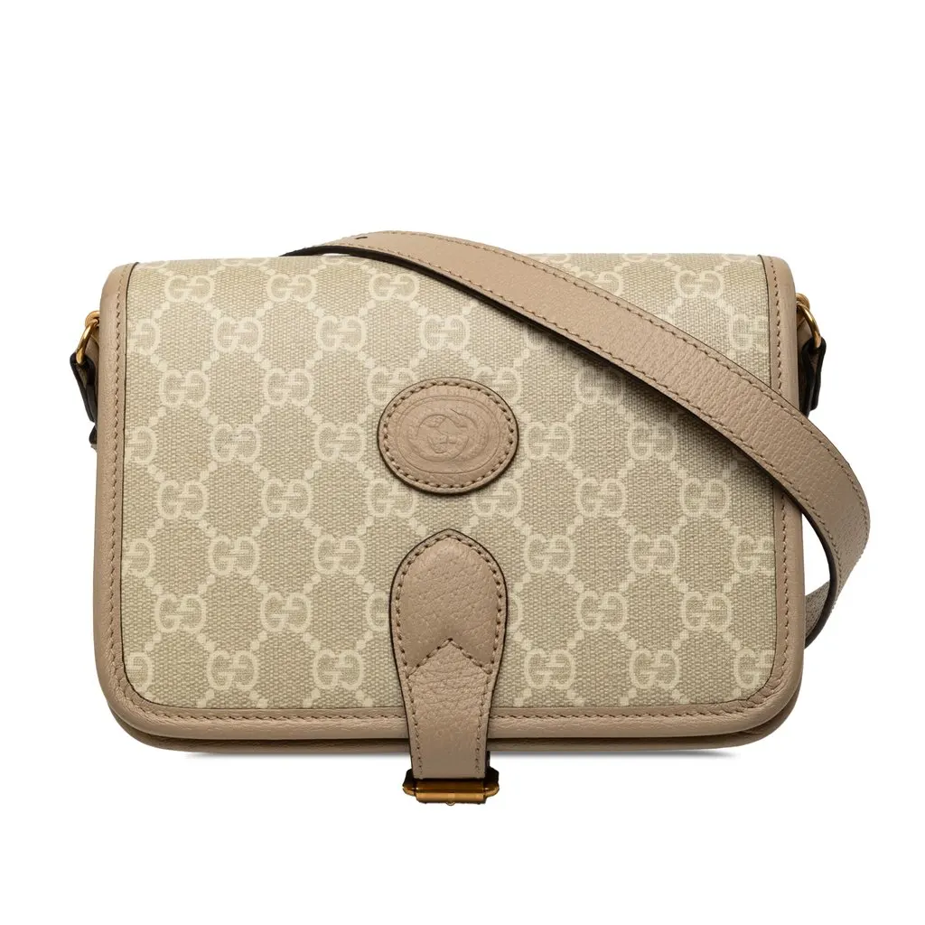 Gucci Mini GG Supreme Interlocking G Crossbody Beige Very good - Front View