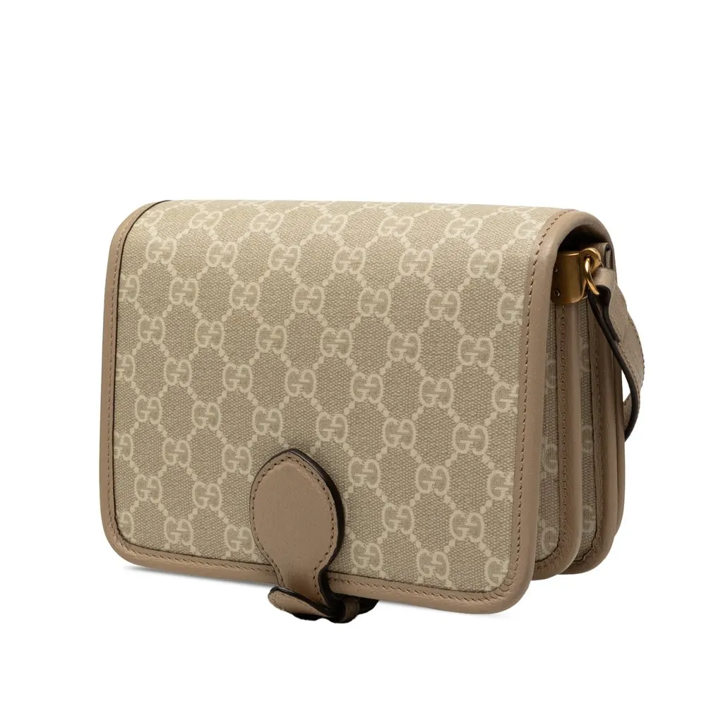 Gucci Mini GG Supreme Interlocking G Crossbody Beige Very good - Back View